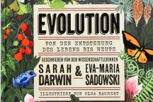 Das Cover des Buches Evolution mit Titel und diversen Tieren und Pflanzen 